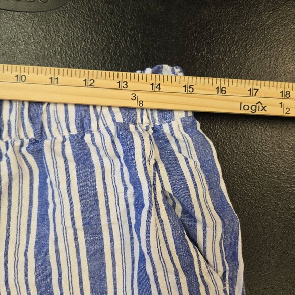 Linen Blend Pull On Striped Beachy Coastal Grandma Lounge Vacation Summer White - Picture 8 of 10